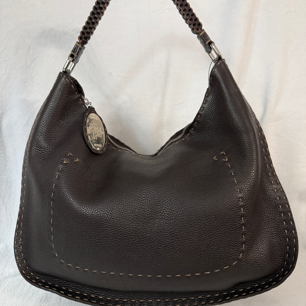 Fendi Selleria Brown Leather Shoulder Bag